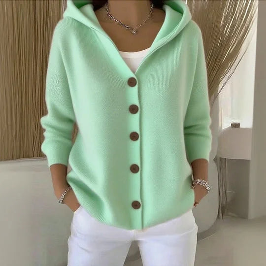Tara - Hooded Button-Down Cardigan